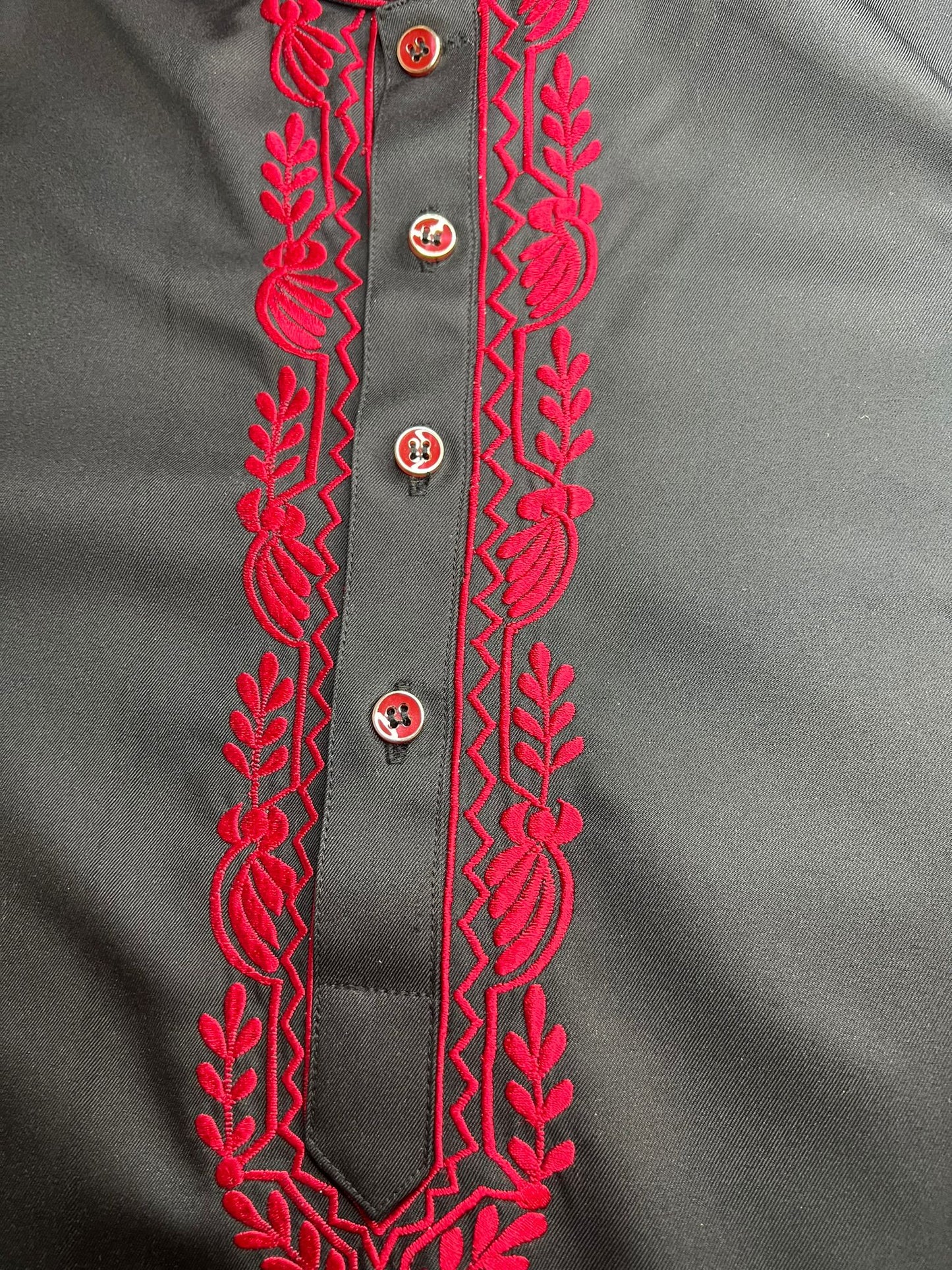 Maharajas Custom Red Collar Shalwar Kameez