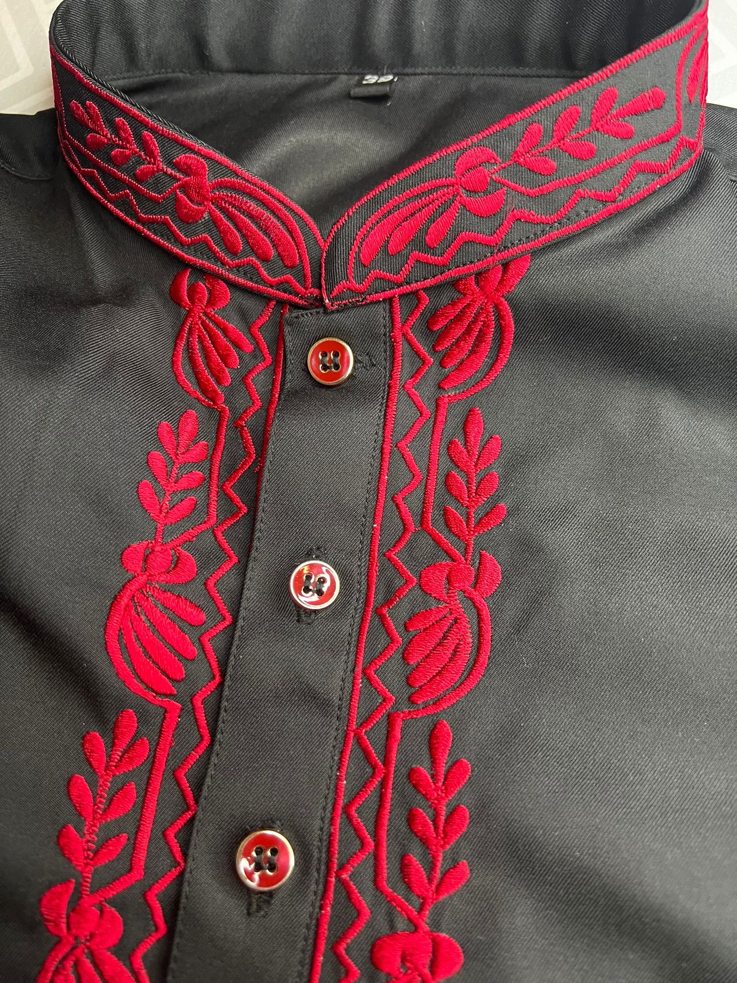 Maharajas Custom Red Collar Shalwar Kameez
