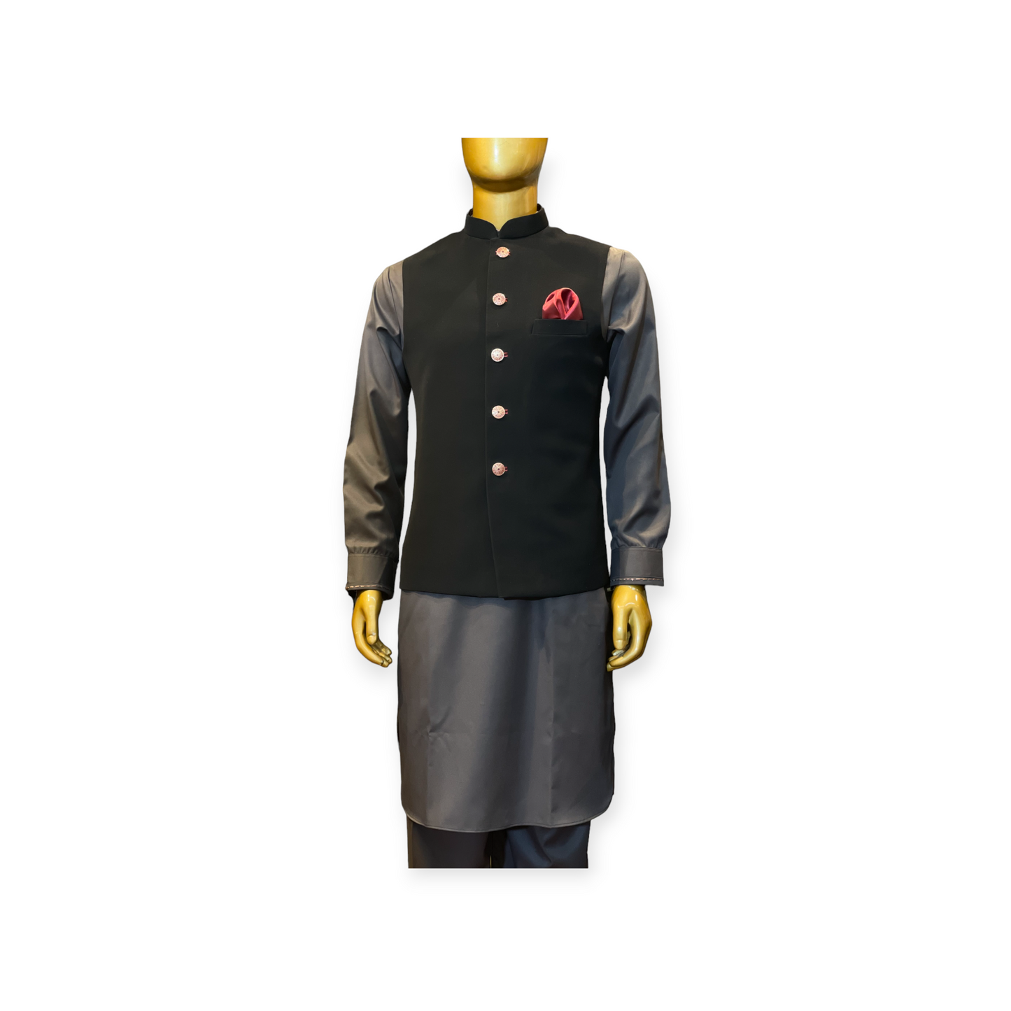 Black Sadri with Unique Buttons