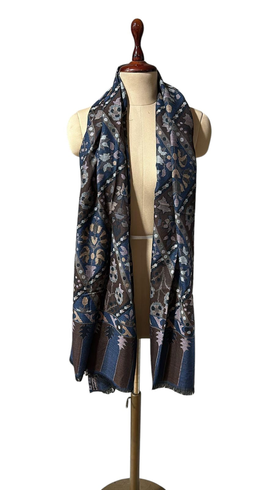 Fine Wool Designer Blue Unisex Shawl