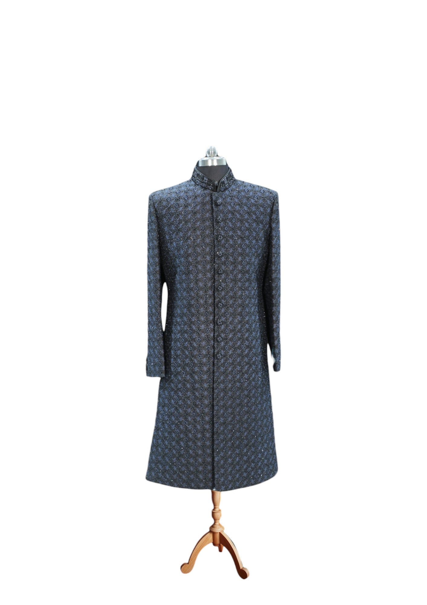Maharajas Designer Artisanal Sherwani Navy Blue