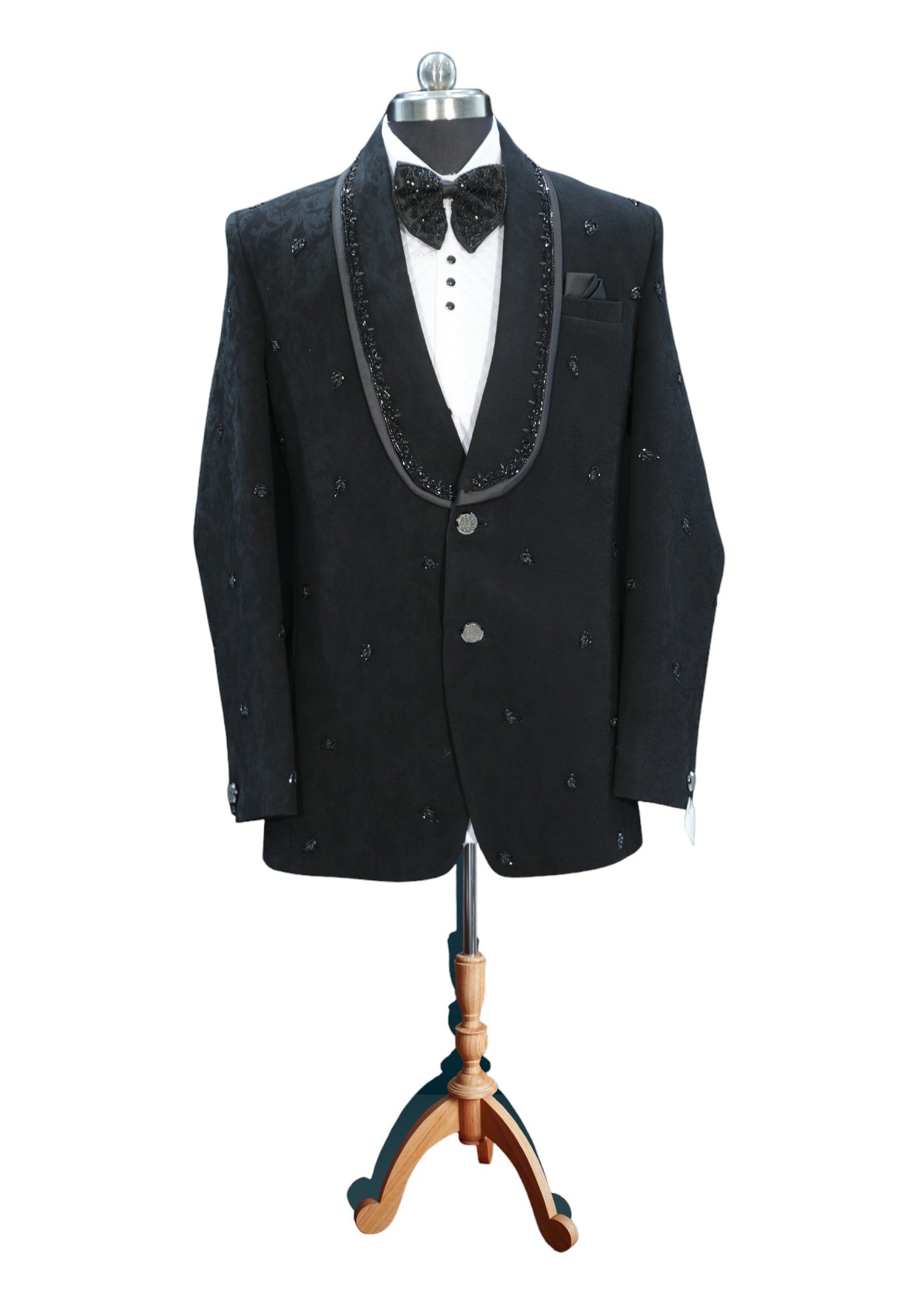 Maharajas Custom Artisanal Black Shawl Lapel Tuxedo