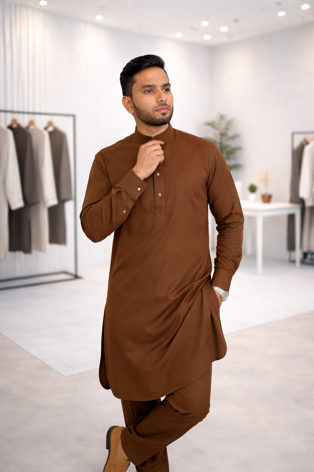 Mustard Brown Luxury Kameez Shalwar