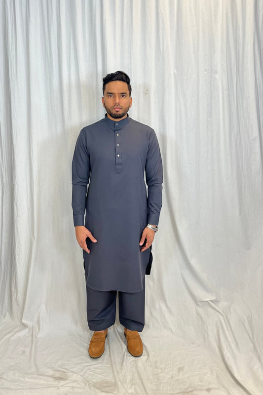 Charcoal Grey Wrinkle Resistant Kameez Shalwar