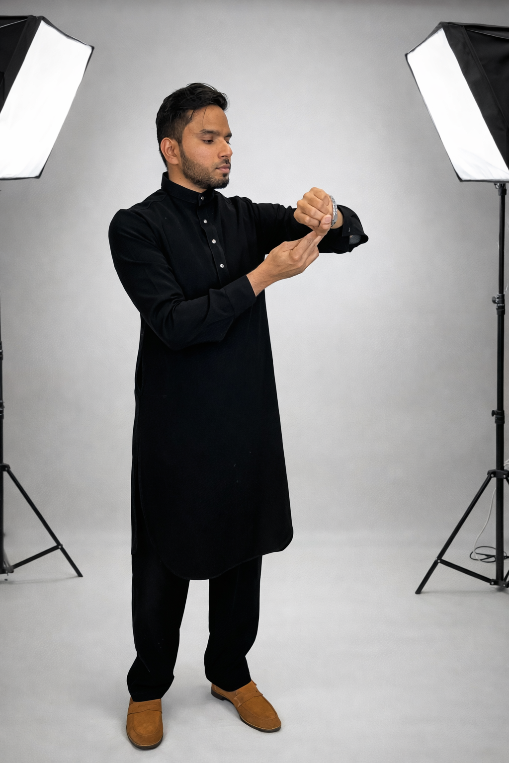 Black Luxury Wrinkle Resistant Kameez Shalwar