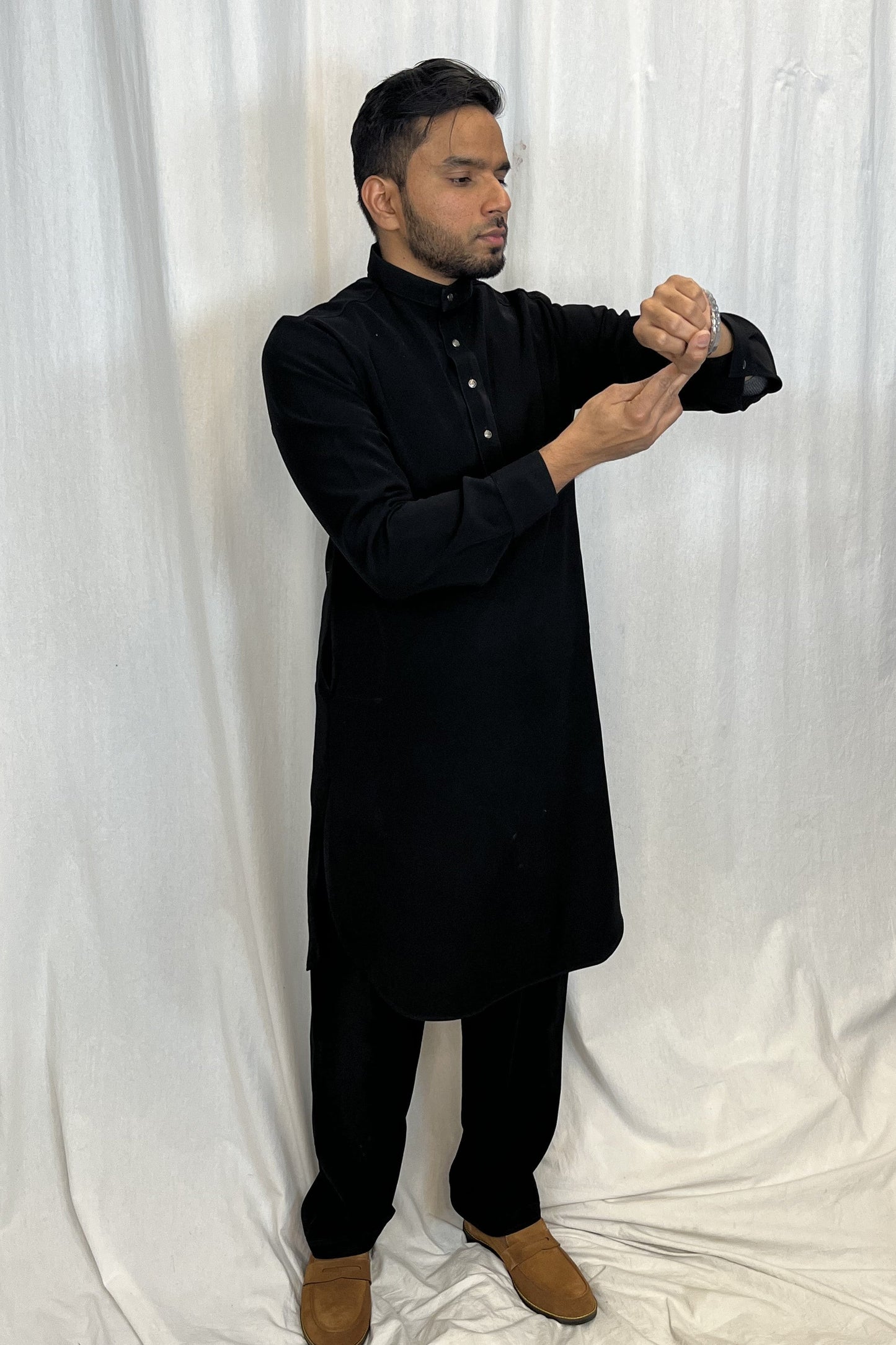 Black Luxury Wrinkle Resistant Kameez Shalwar