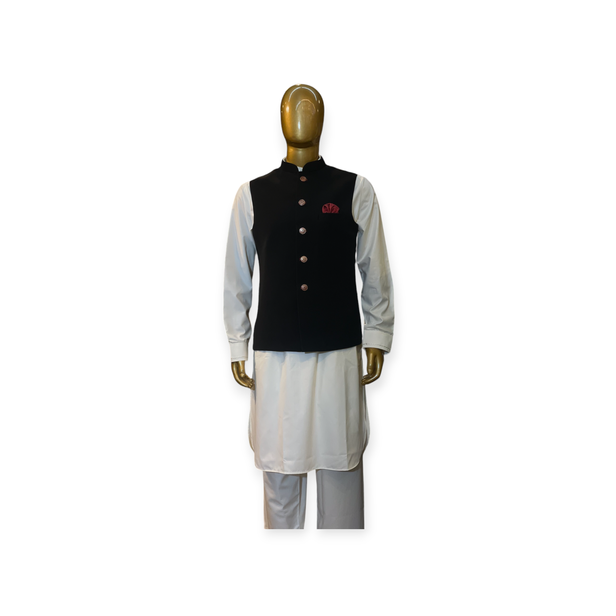 Sadri Design Black Sadri with Custom Buttons – Maharaja's Dulha House