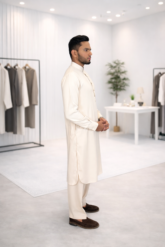 Cream Luxury Wrinkle Resistant Kameez Shalwar