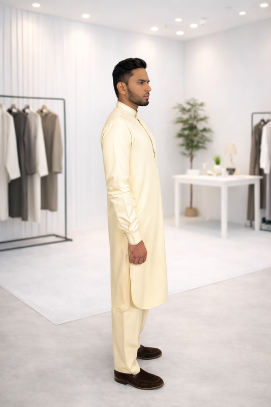 Cream Designer Kameez Shalwar