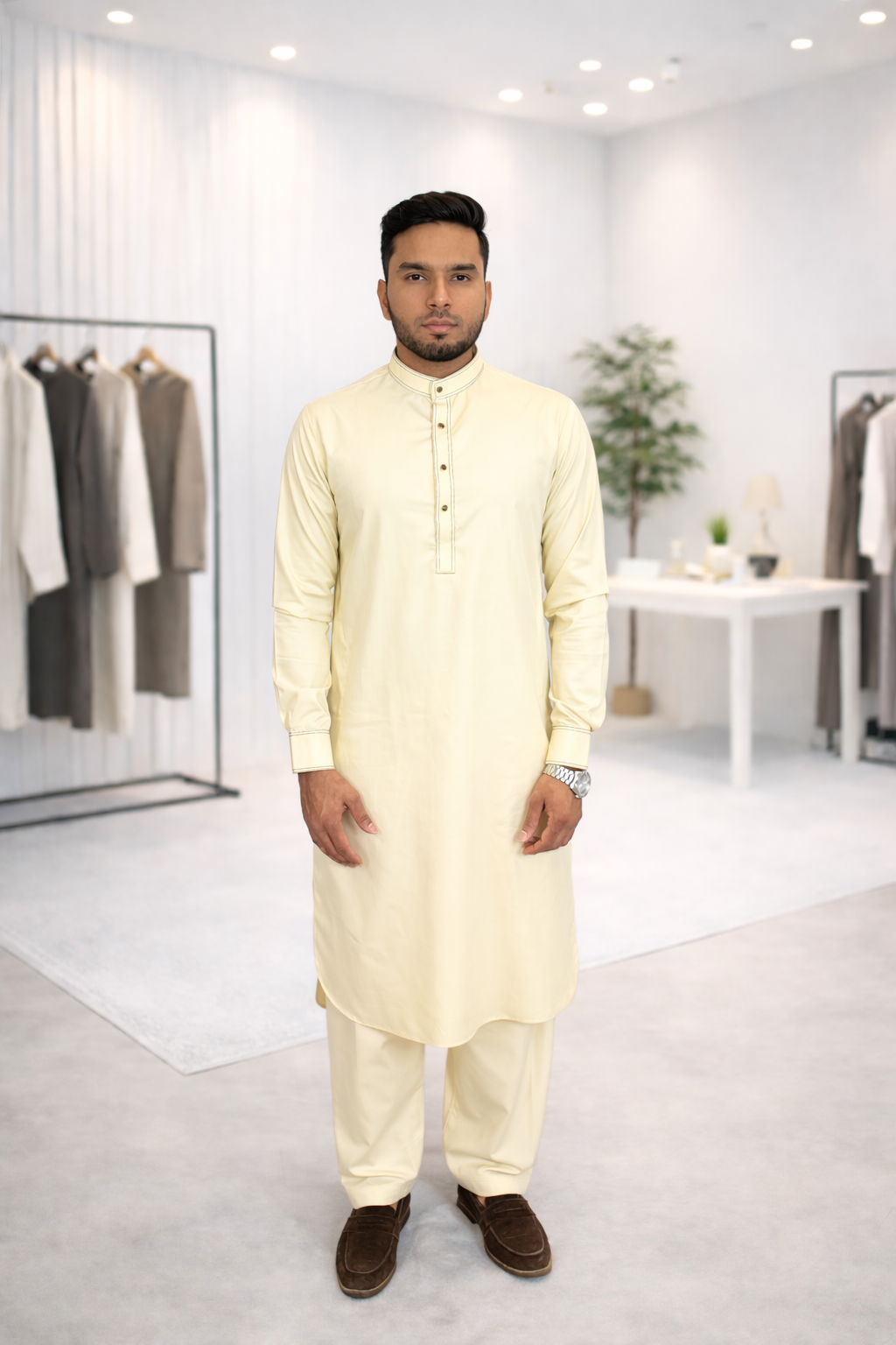 Cream Designer Kameez Shalwar