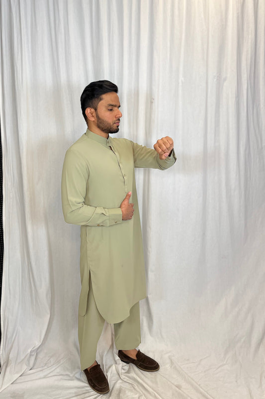Light Green Wrinkle Resistant Kameez Shalwar