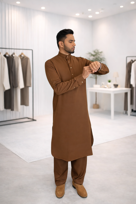 Mustard Brown Luxury Kameez Shalwar