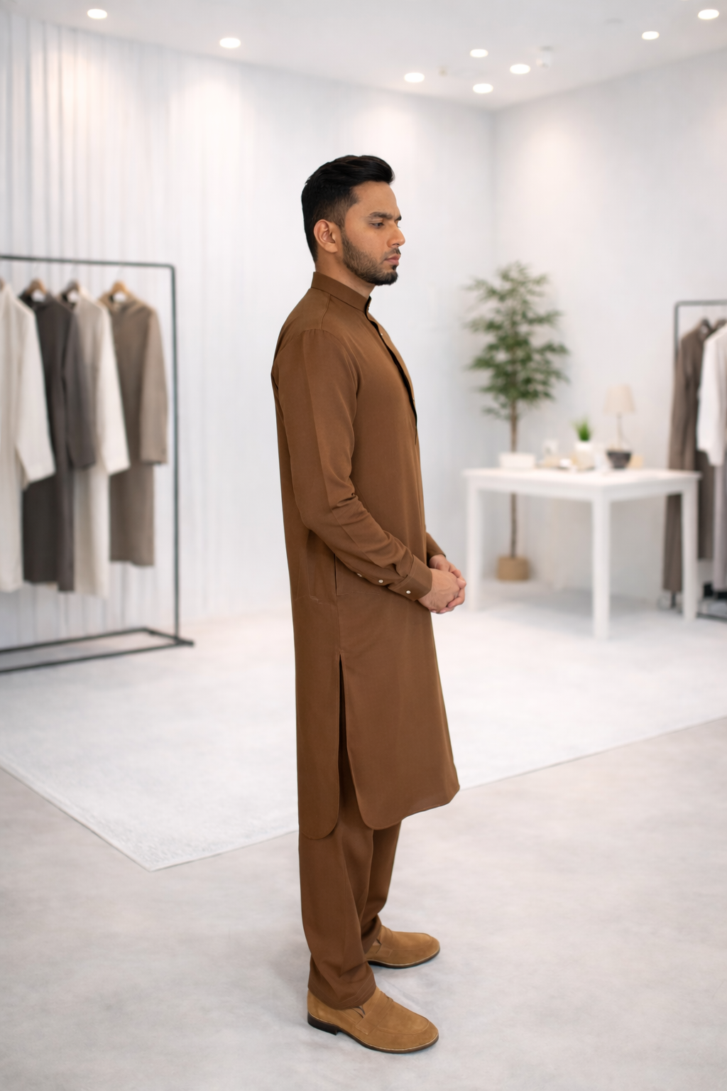 Mustard Brown Luxury Kameez Shalwar